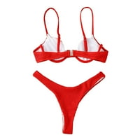 Finelylove kupaći kostimi za žene lagano obloženi sportski grudnjak u stilu Bikini crvena m