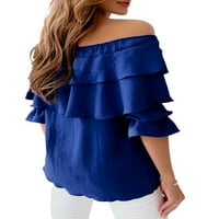 Žene Modne divlje košulje Čvrsta boja na vratu bez ramena od pola rukava šifonske bluze Ljetne casual