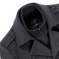 Guvpev muške kafe casual jakna od vune modna poslovna dugačka zadebljana jakna s vitkom onjačem - siva
