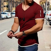 Trendy T majice Muške ljetne modne ležerne košulje u boji košulje sa zatvaračem kratkih rukava s kratkim