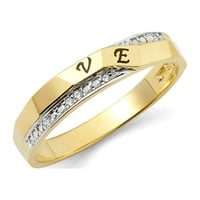 Čvrsti 14K bijeli i žuti zlatni prsten dva tona kubična cirkonija CZ VE Ljubavna ženska godišnjica vjenčanica