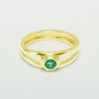 9k žuto zlato prirodni smaragdni ženski Prsten pasijansa - veličina 4,25