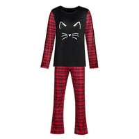 Penkiiy Mens Pijama setovi za Valentinovo za žene za odrasle za bluzu za hlače Obiteljska odjeća PajamasPrints Podesite crvene mens set