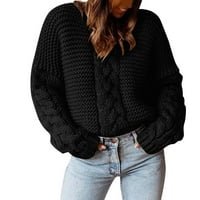 Durtebeua Lagani džemperi za žene V izrez dugih rukava Pleteni ležerni džemper vrhovi