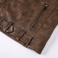 Muška jakna Ležerne prilike Ležerne kože Preklopi sa dugim rukavima Ograč na zatvaraču Zipper džepni