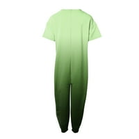 Jumpsuits za žene dame plus veličina labav kratki rukav V izrez čvrste boje tiskani džep zeleni m