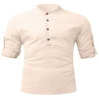 Niveer muškarci T majice Henley izrez bluza Solid Color The Tors Regular Fit Basic Tee Dugi rukav u
