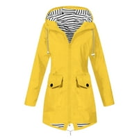 Ženski kaputi i jakne čišćenja Čvrsta kišna jakna na otvorenom plus veličina vodootporan sa kapuljačnim kaputom, labav kaput meko žute veličine xxxxxl