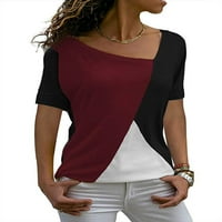 Žene casual s kratkim rukavima patchwork blok labavi uklapaju se na vrhu Tunts bluze