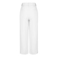 Pantalone za žene hlače za žene odijelo zalaže visoki struk porast pune bjelančene noge bijele s
