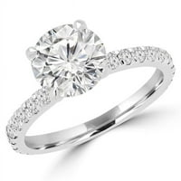MD160356-3. CTW okrugli rez multi-kamen dijamantski zaručni prsten u 14K bijelom zlatu - veličine 3,75