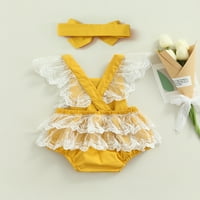 Calsunbaby novorođenčad djevojka za romper odijelo bez rukava bez rukava patchwork Sweet Style Yellow