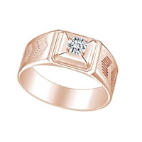 Bijela prirodna dijamantska muška godišnjica vjenčani prsten za vjenčanje 14K čvrste ruže zlatne prstene
