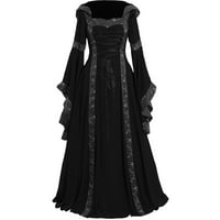 Corella Renesansne kostimi za žene Srednjovjekovna haljina Gothic HIGH SQUAS haljina haljina Cosplay kostim plus veličina haljina crna, l