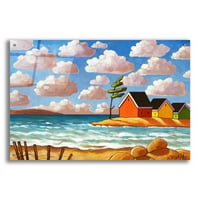 Valovi epske umetnosti i šarene kabine plaže Cathy Horvath-Buchanan, akrilna staklena zida Art, 24 x16