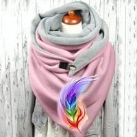 Žene Color Feather Ispiši pamuk zima toplo dugme u obliku šal snježnog šal na otvorenom šal malog svilenog