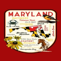 FL OZ Keramička krigla, Maryland, tipografija i ikone, crnooki Susan, kontura, perilica posuđa i mikrovalna